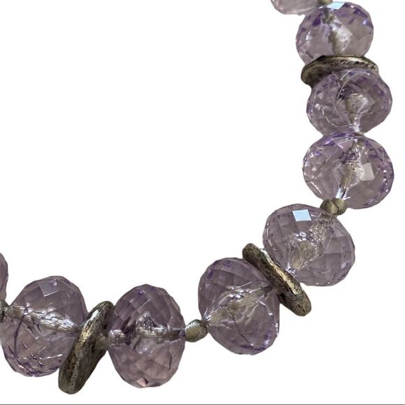 Chunky Textured Acrylic Purple and Silver-Tone Statement Necklace - Picture 3 of 7